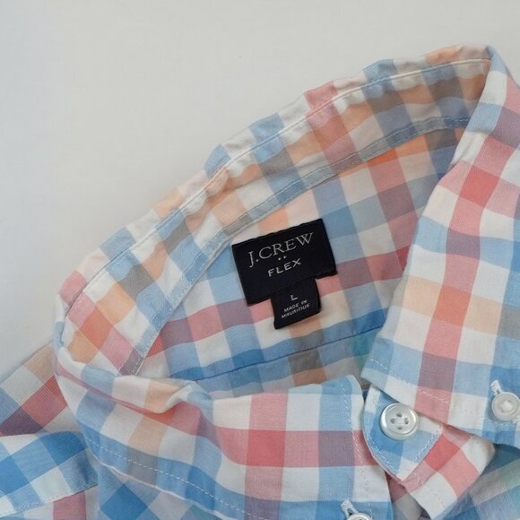 J Crew Oxford Gingham Plaid Check Button Down Long Sleeve - Large - Picture 3 of 5
